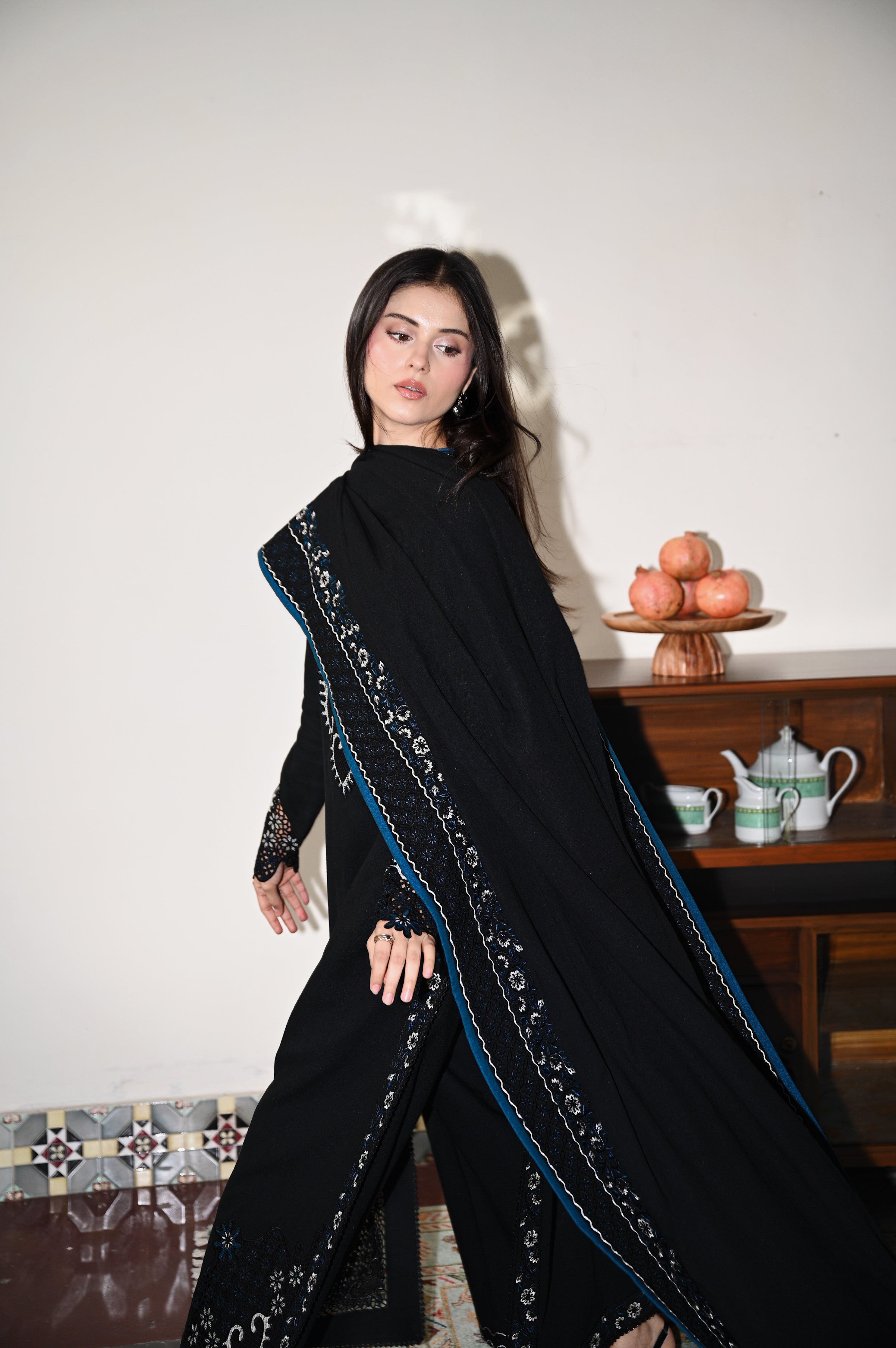BLACK LUXURY EMBROIDERED KARANDI 3PCS SET (NPA3-25444)-READY TO WEAR