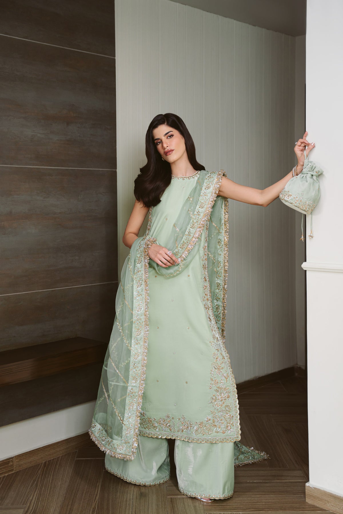PASTEL MINT LUXURY COUTURE (NPA3-25456) - CUSTOMISABLE FABRIC