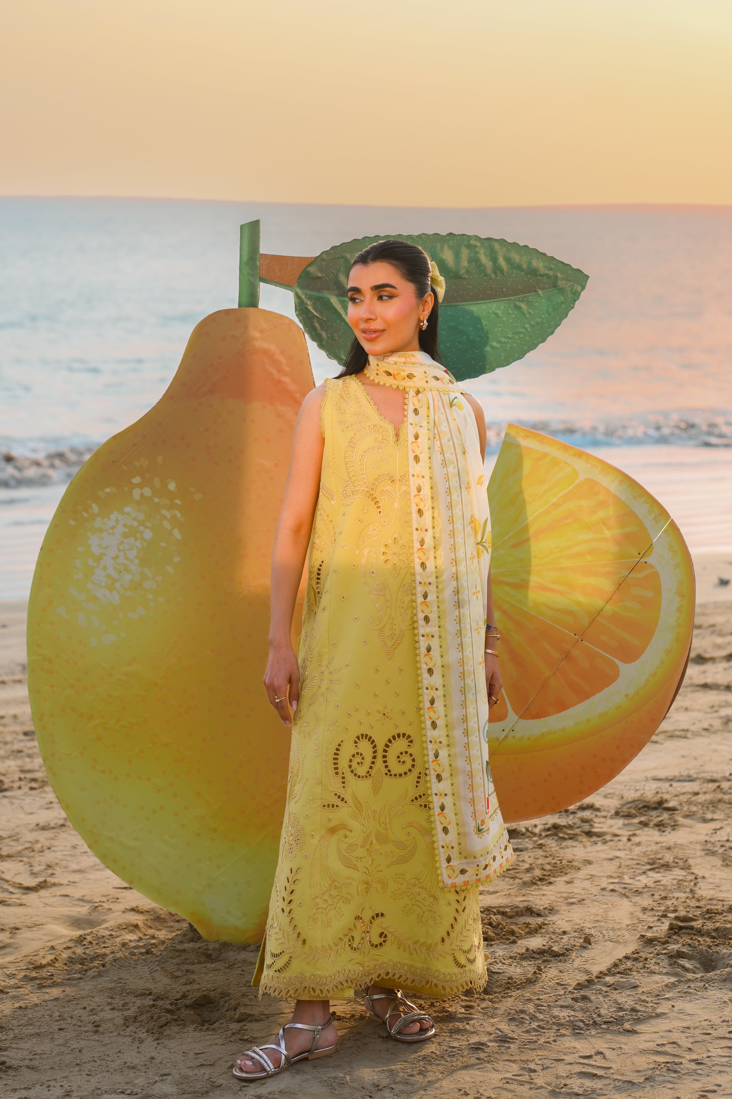 PASTEL LIME YELLOW LUXURY EMBROIDERED LUXURY LAWN SET (NEL-26607) LUXURY LAWN 2026