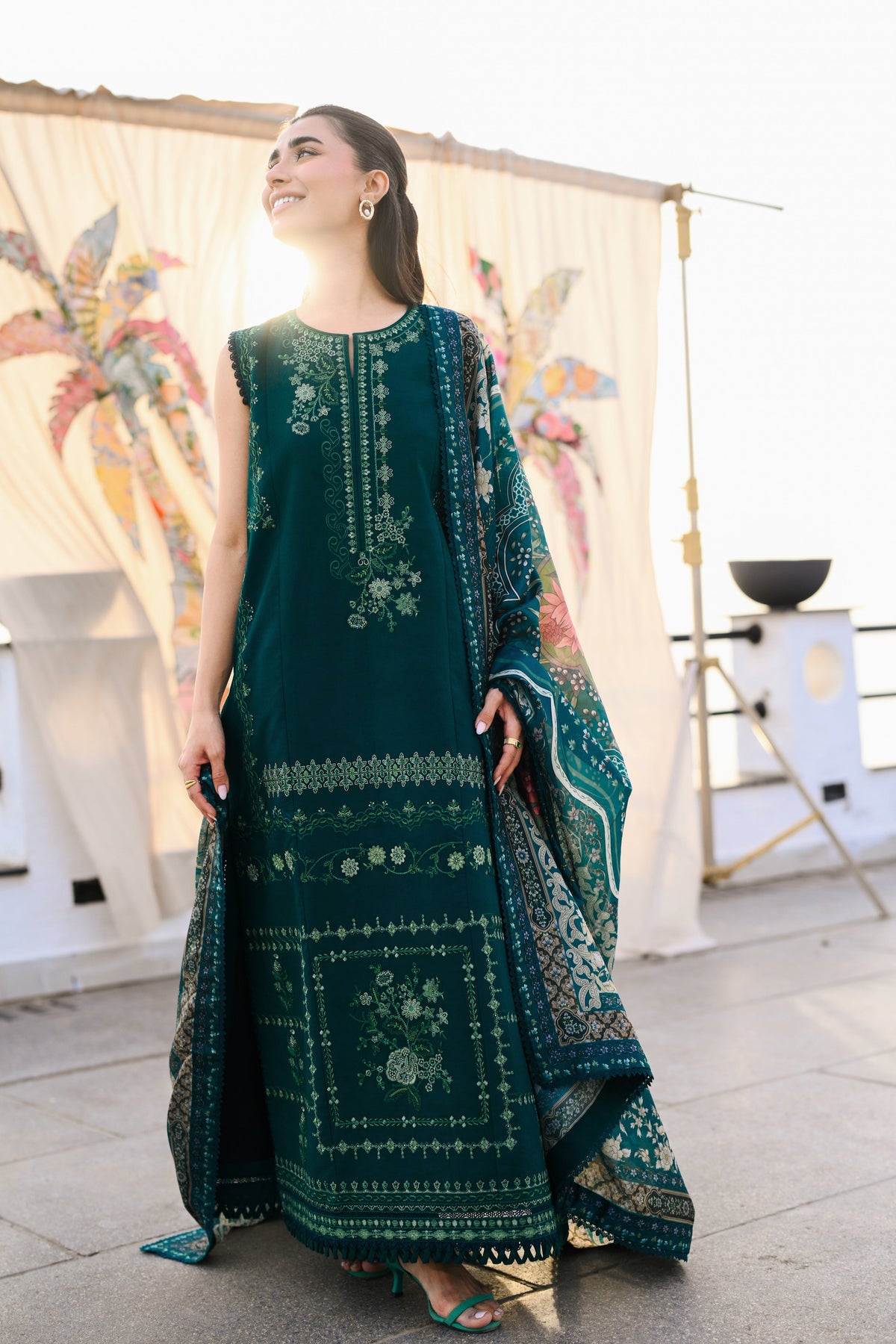 EMERALD GREEN LUXURY EMBROIDERED LAWN (NEL-26603) LUXURY LAWN 2026