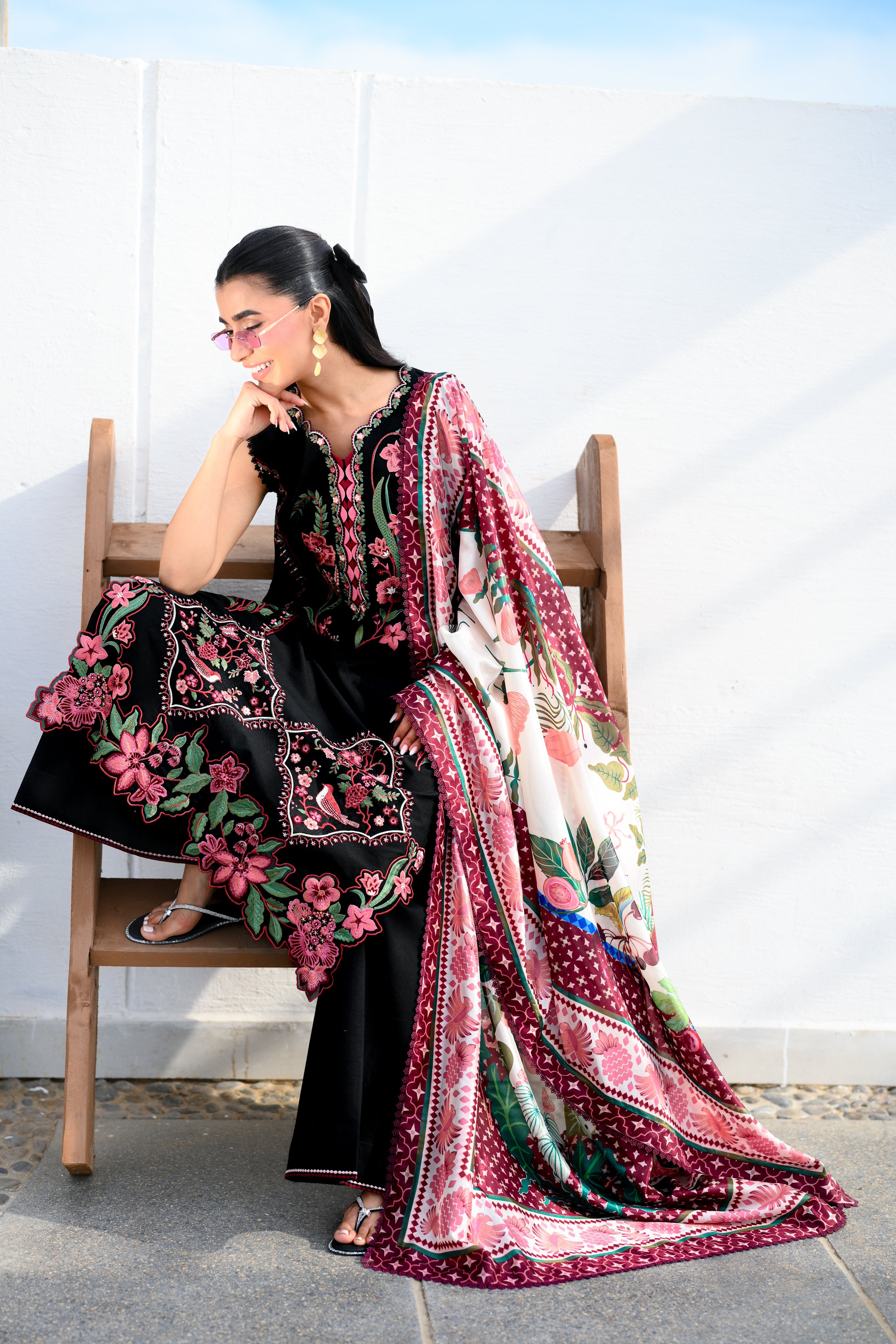 BLACK LUXURY EMBROIDERED LAWN 3PCS SET (NEL-26611) LUXURY LAWN 2026