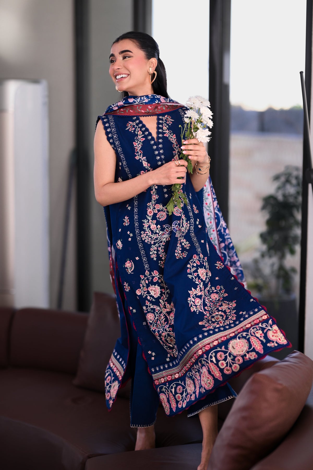 MIDNIGHT SAPPHIRE LUXURY EMBROIDERED LAWN SET(NEL-26605) LUXURY LAWN 2026