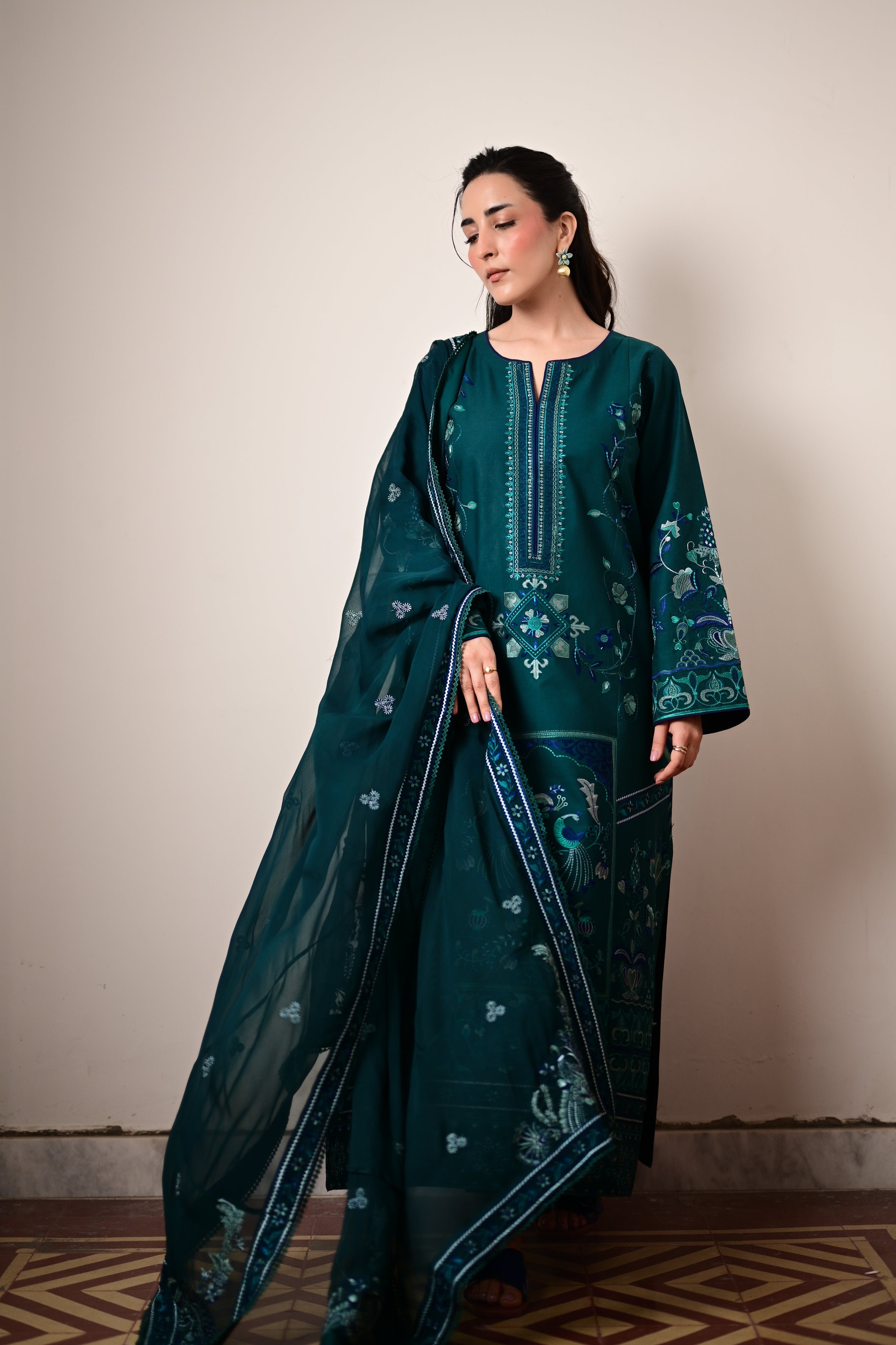 RINA LUXURY EMBROIDERED LAWN SET (NEL-26624)
