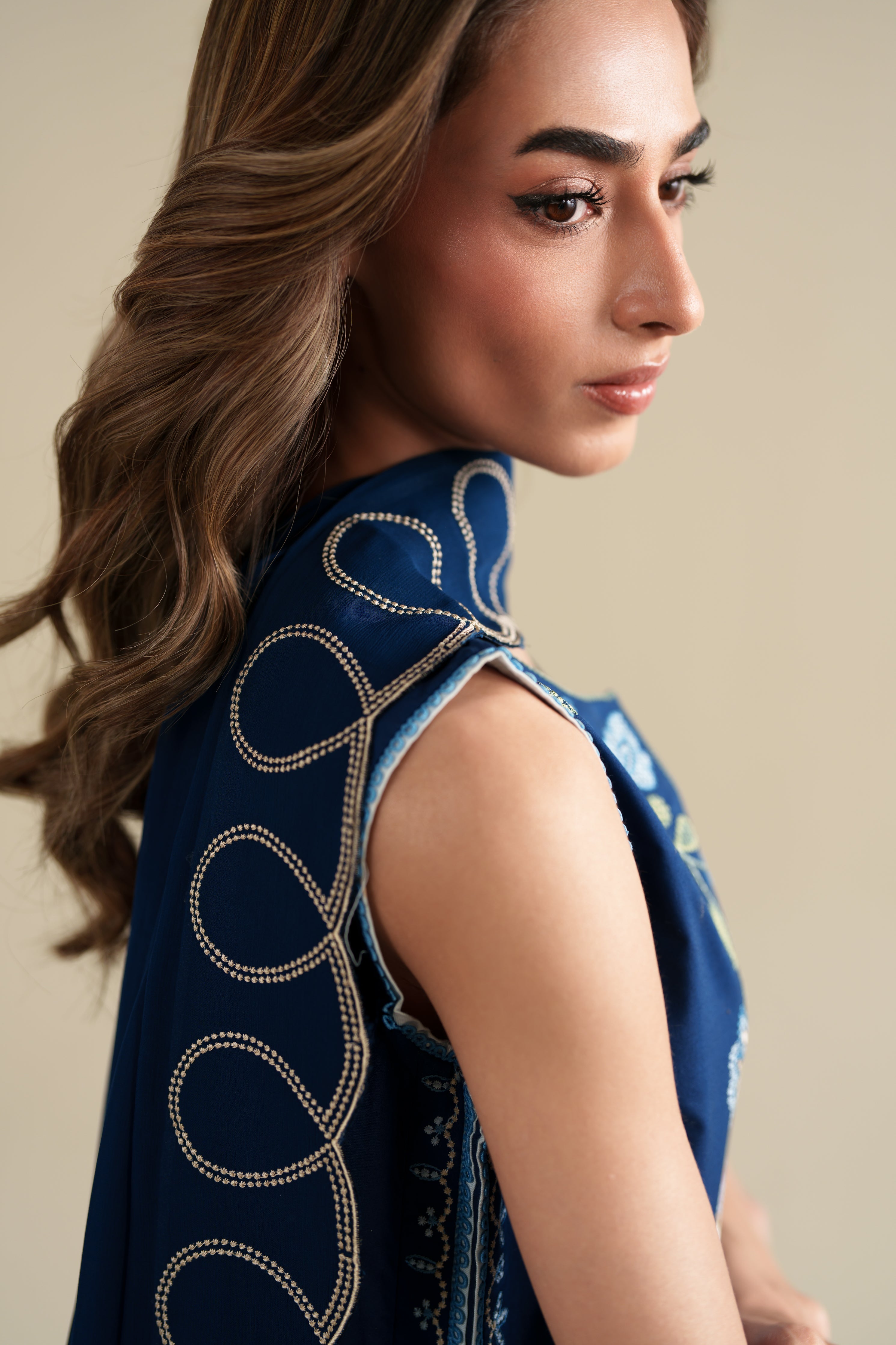 DEEP BLUE LUXURY EMBROIDERED 3PCS SET (NPA3-26426) - READY TO WEAR