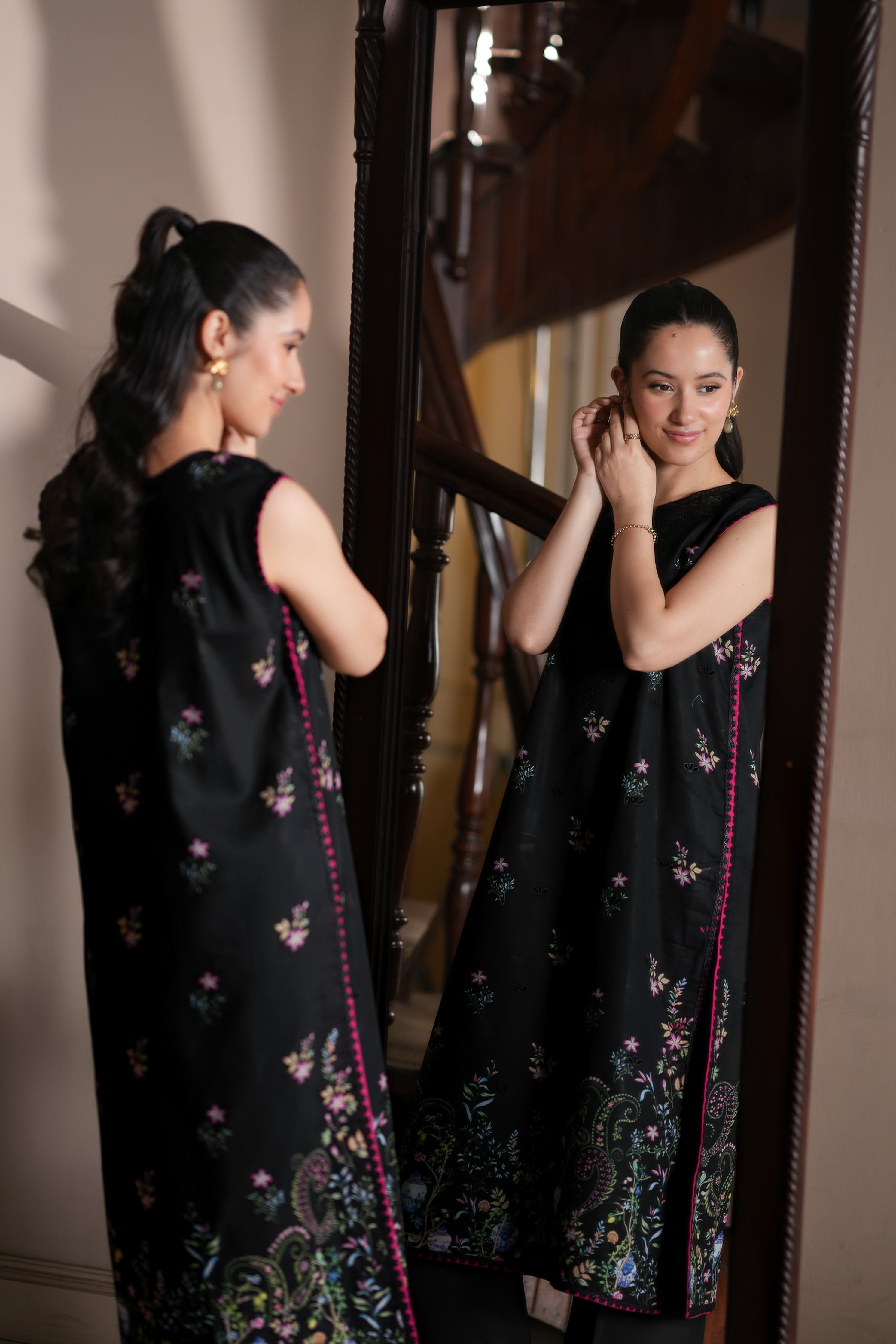 BLACK CO-ORD LUXURY PRINTED EMBROIDERED LAWN 2PCS SET(NPA2-26303) - READY TO WEAR STAYCATION 2026