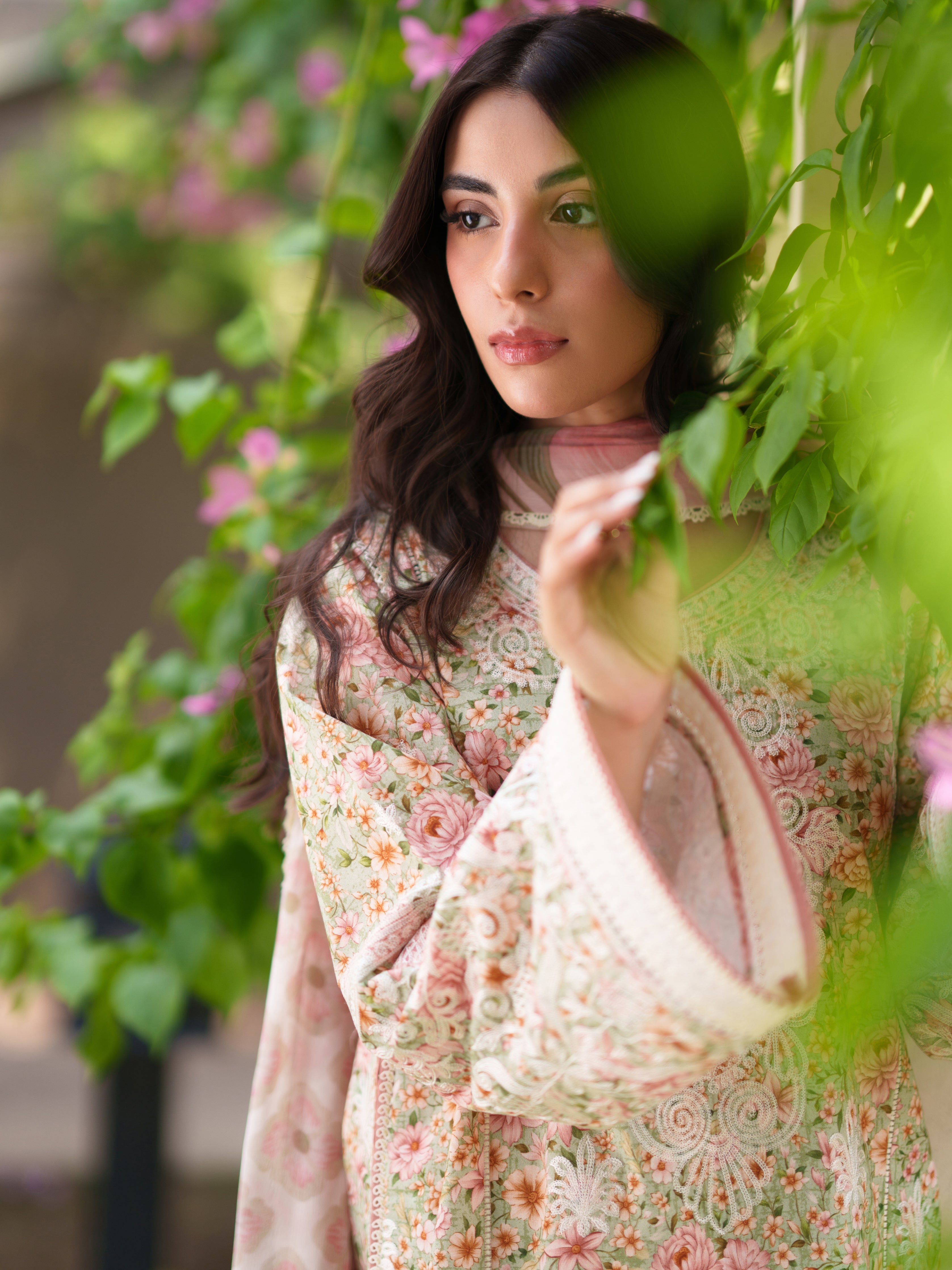 SOFT PISTACHIO LUXURY EMBROIDERED PRINTED PREMIUM COTTON 3PCS SET (NEL-26630)