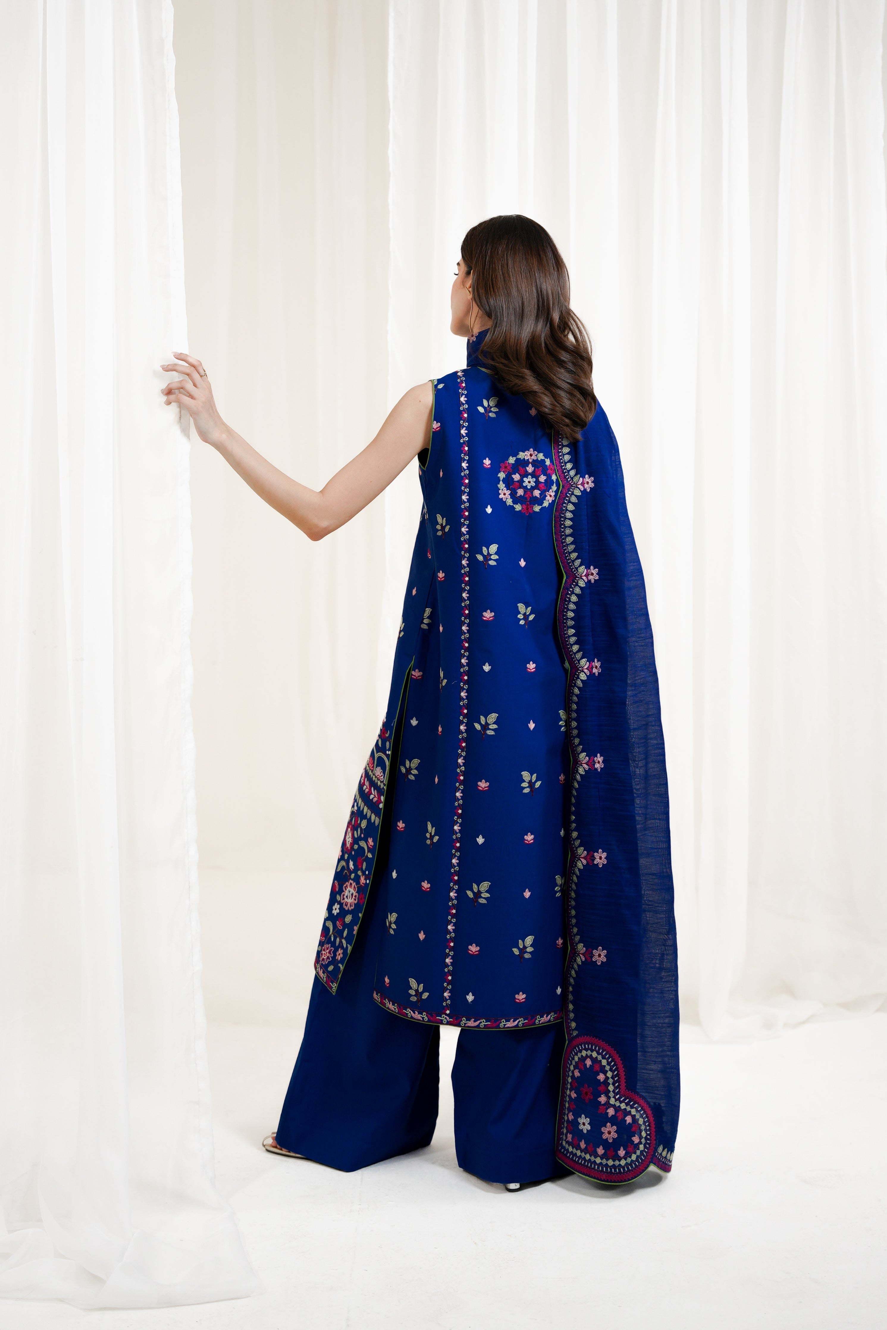 ROYAL BLUE LUXURY EMBROIDERED 3PCS SET NPA3-25424 (EID 2025 READY TO WEAR) - EXPRESS SHIPPING