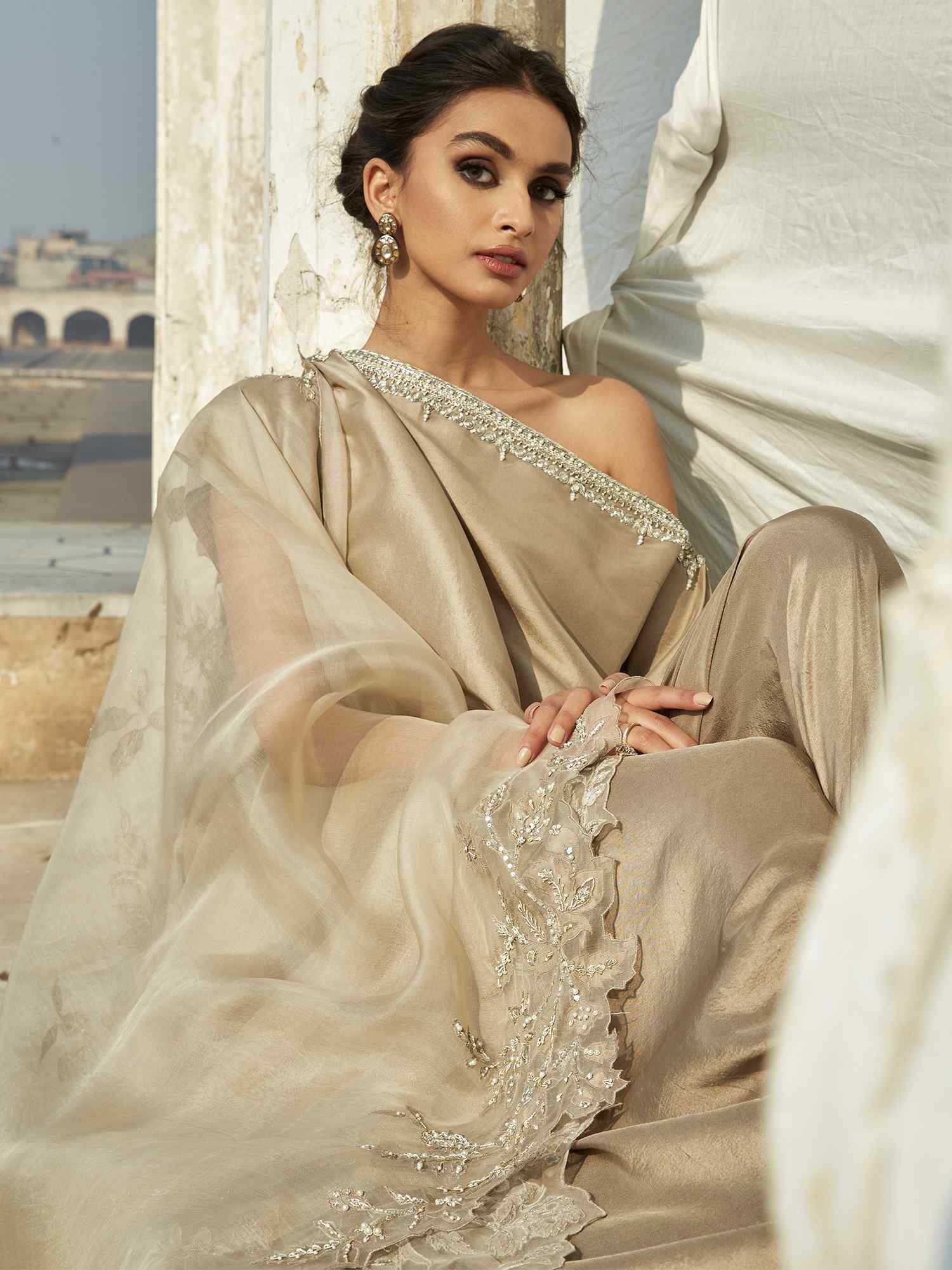 Off Shoulder, Pants & Dupatta