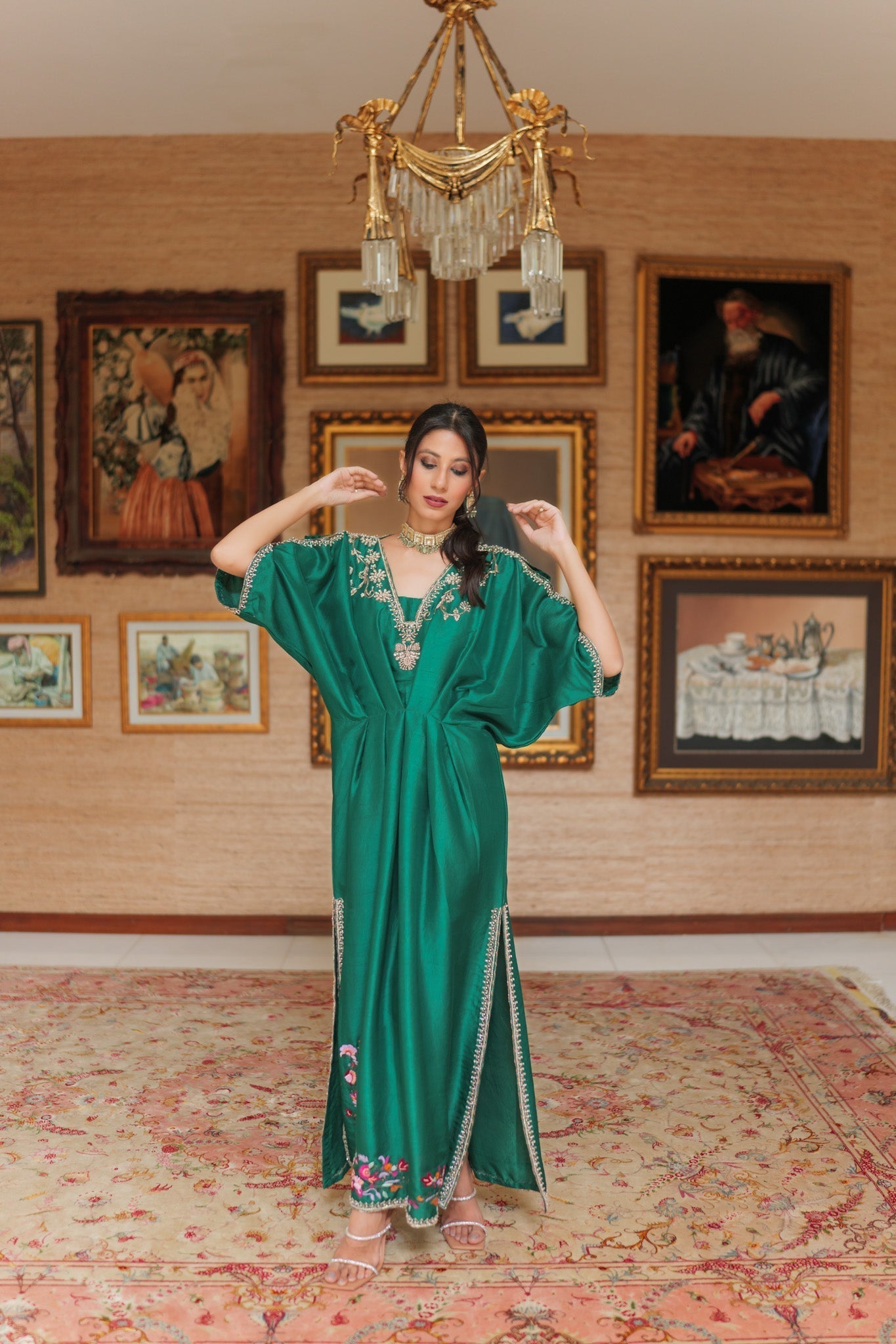 Jade Festive kaftan by Alizay Saad