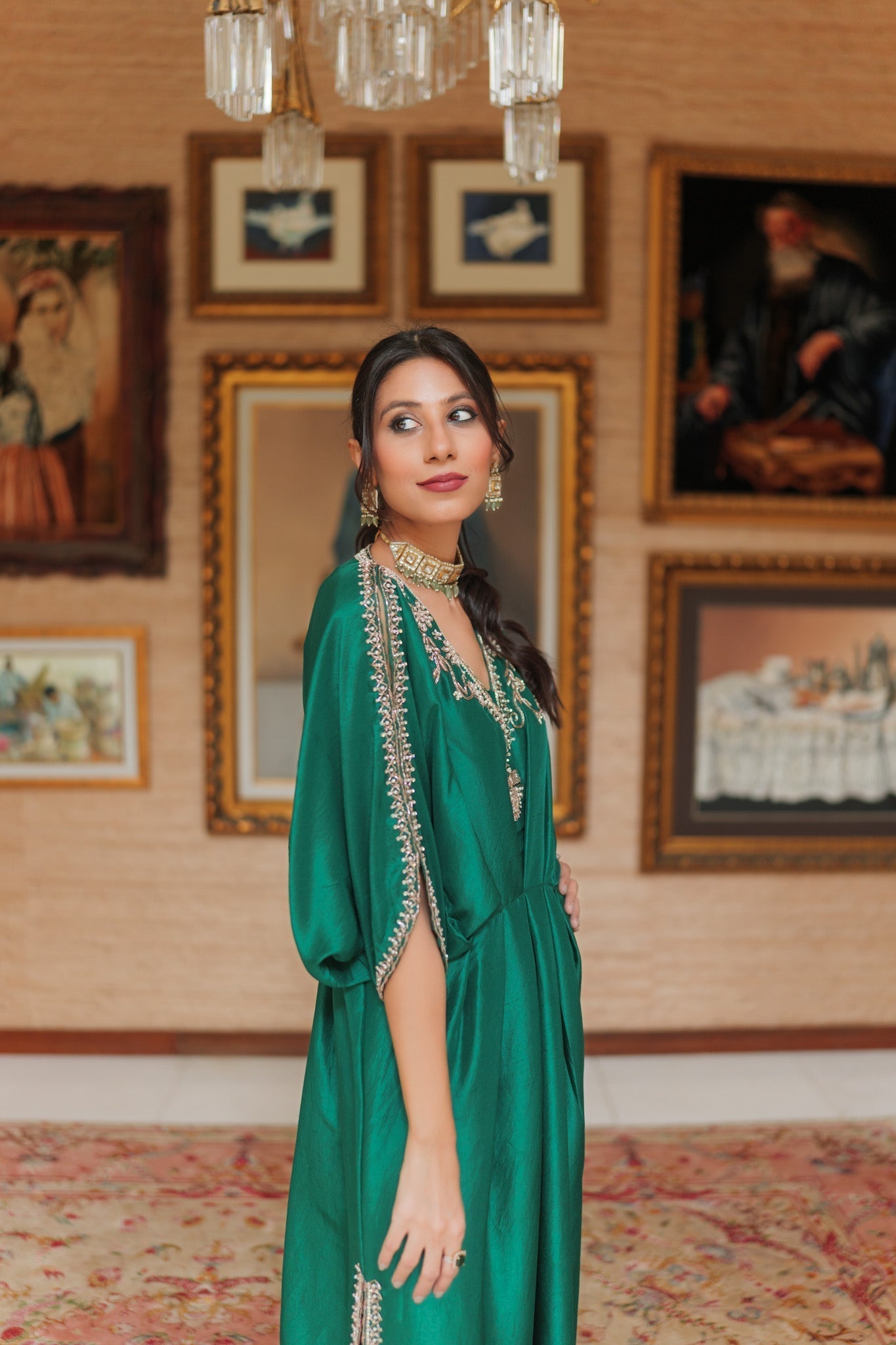 Jade Festive kaftan by Alizay Saad