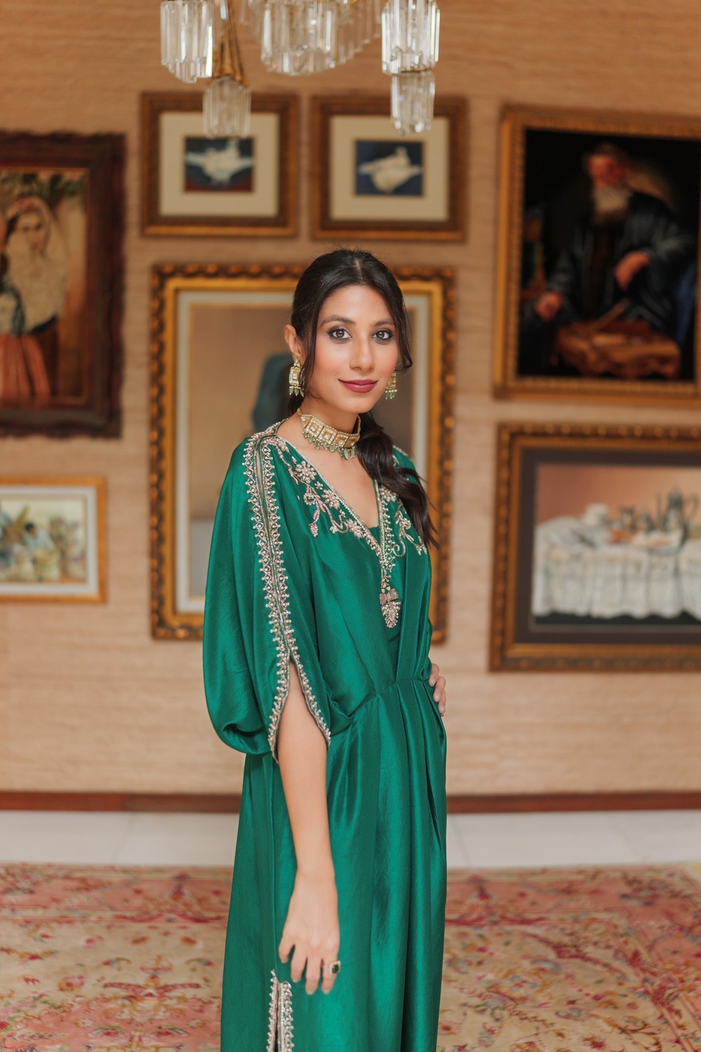 Jade Festive kaftan by Alizay Saad
