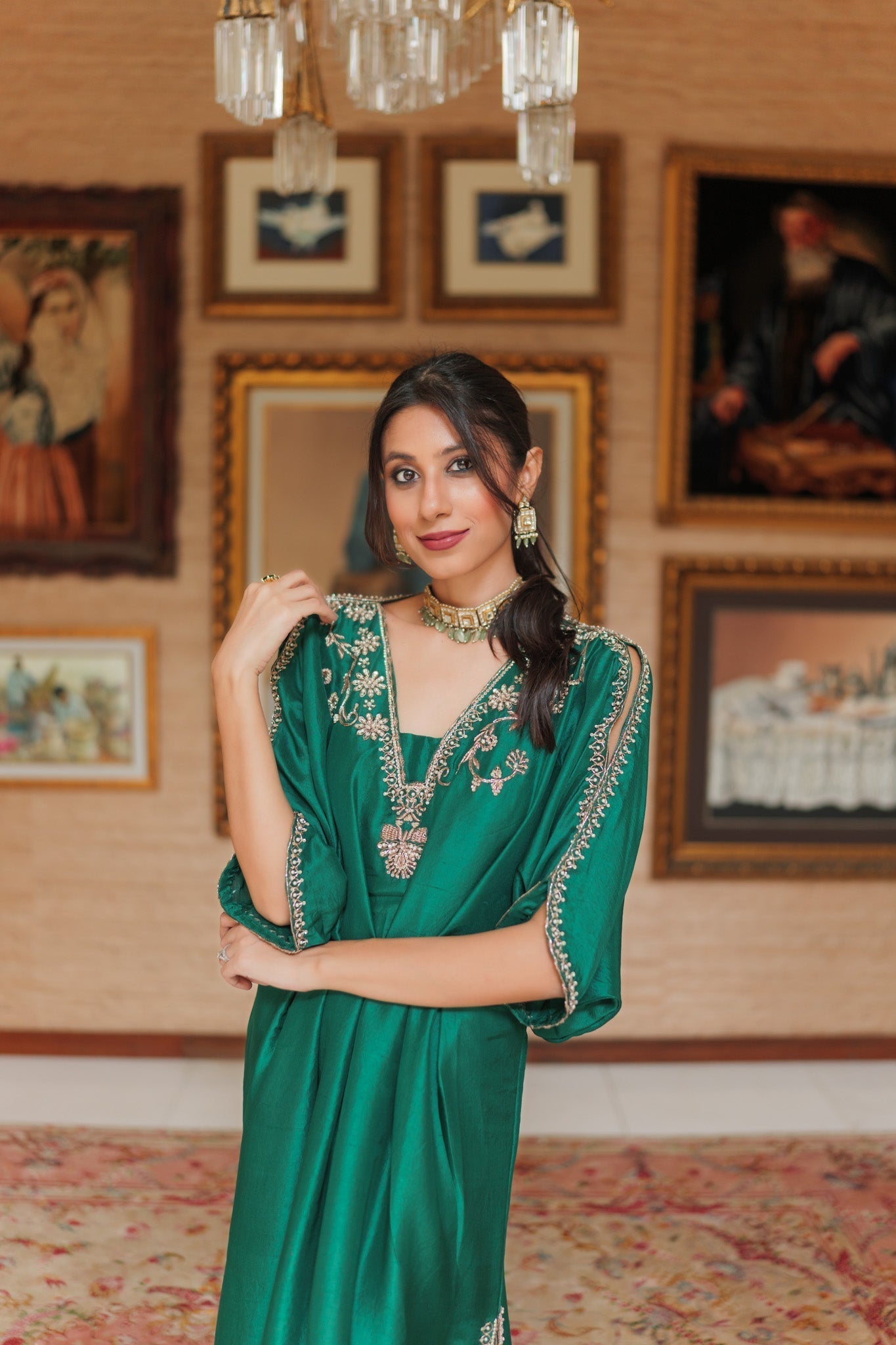 Jade Festive kaftan by Alizay Saad