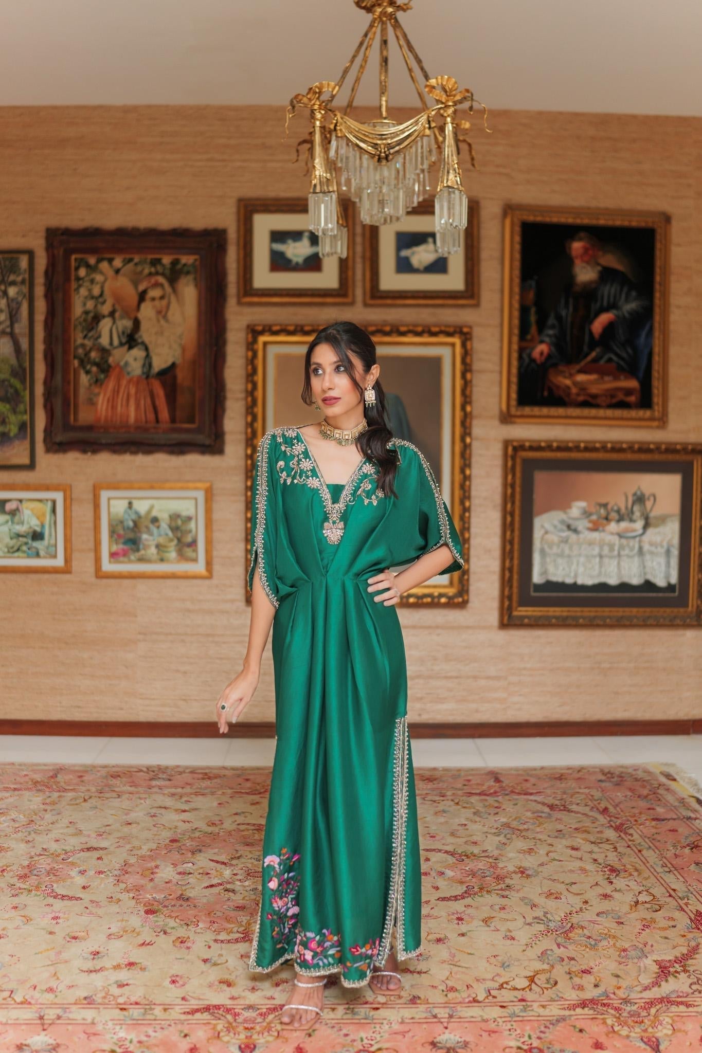 Jade Festive kaftan by Alizay Saad