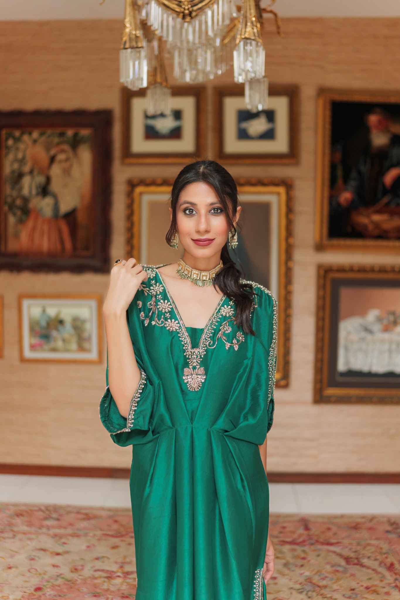 Jade Festive kaftan by Alizay Saad
