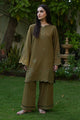 FW25DC-2876 OLIVE GREEN 2PCS EMBROIDERED KURTA WITH TROUSER