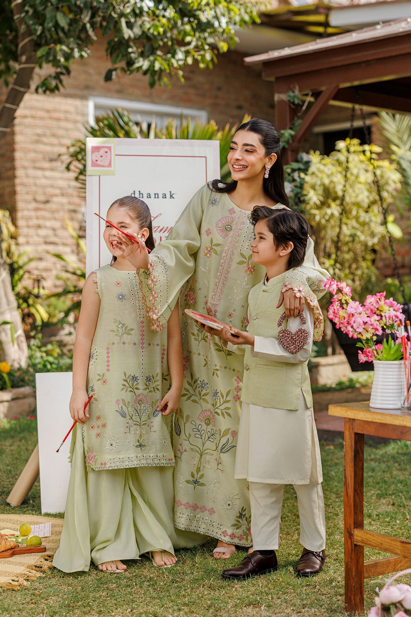 SS26DA-2904 MINT GREEN 2PCS EMBROIDERED KURTA WITH TROUSER