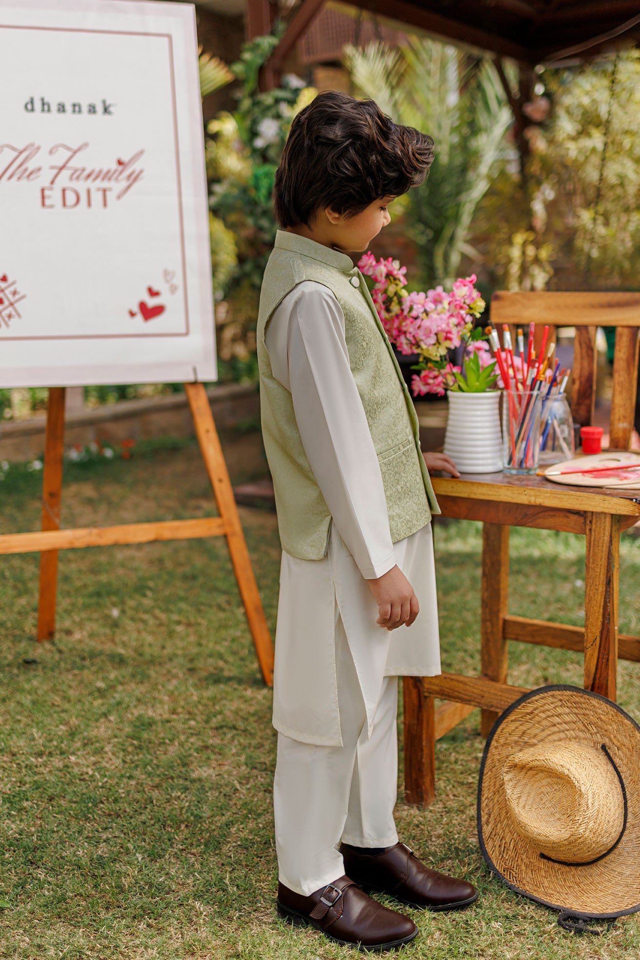SS26DK-0223 - MINT GREEN - KURTA ,PAJAMA & WAIST COAT - 3PCS
