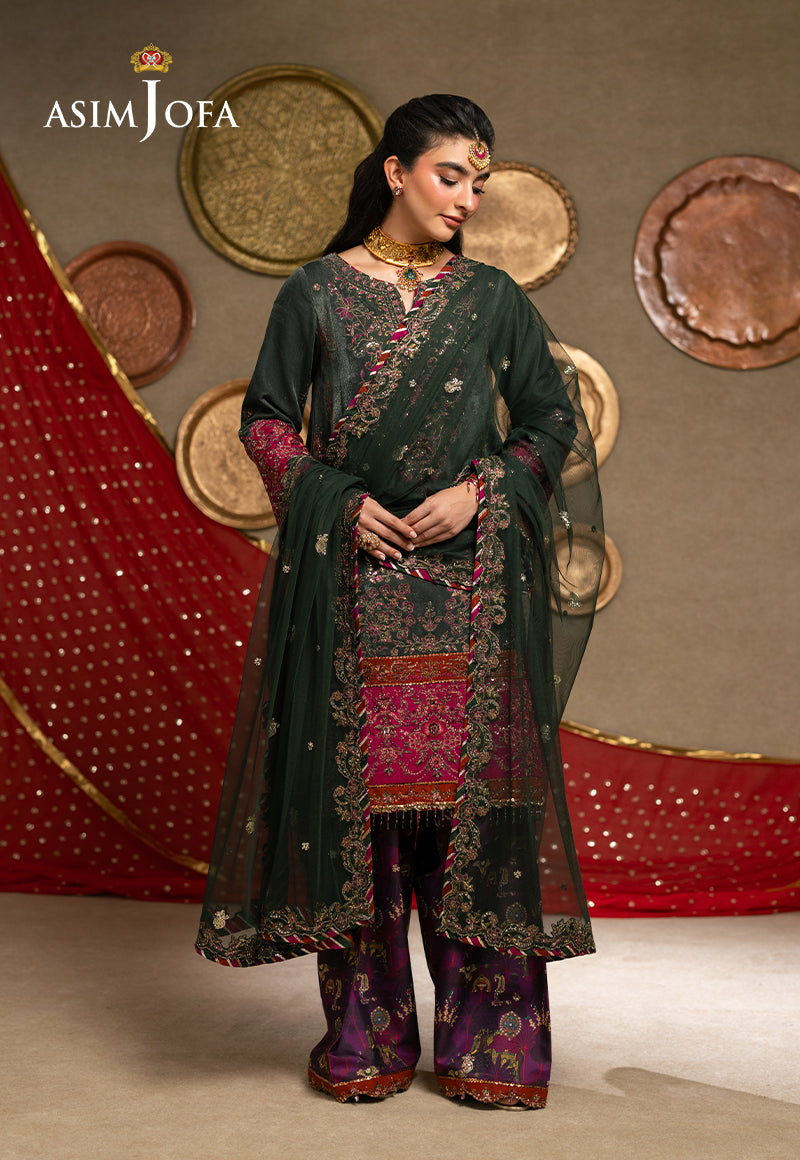 AJUMV-04 Embroidered Velvet Unstitched 3 Pcs