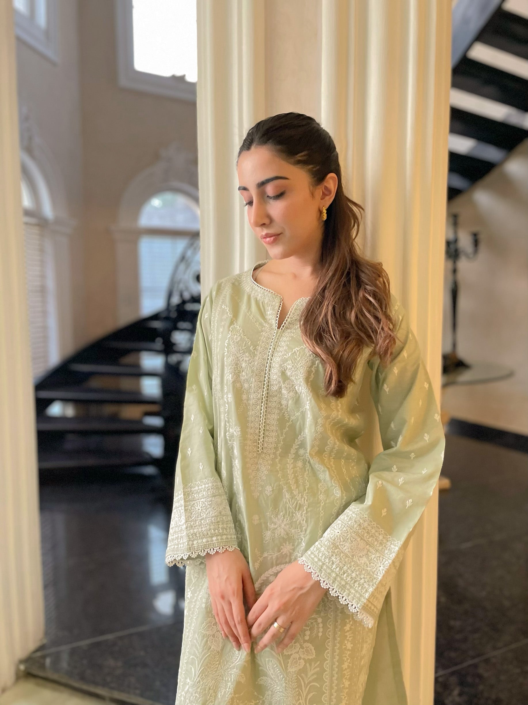 Sage Green Embroidered Kurta