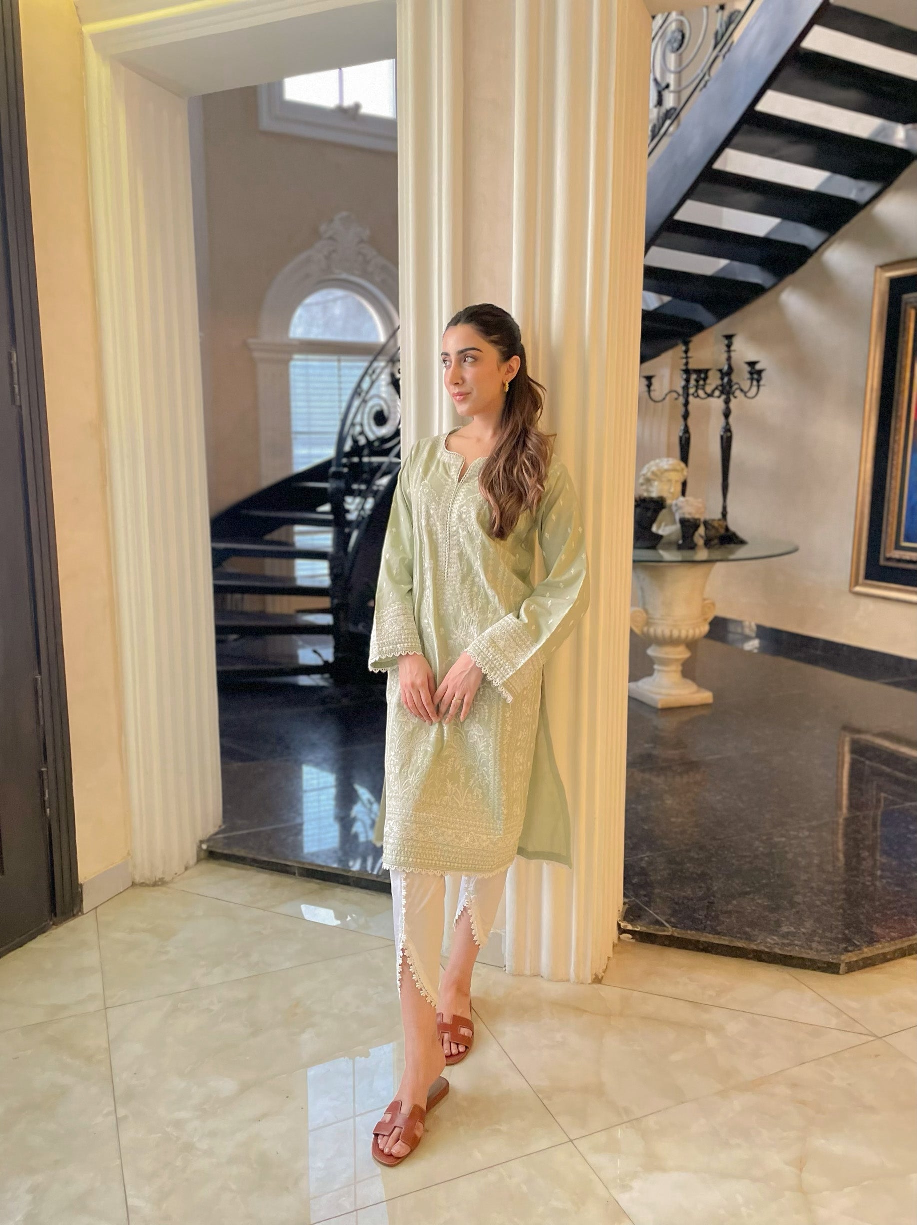 Sage Green Embroidered Kurta