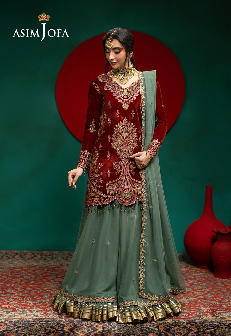 AJUMV-01 Embroidered Velvet Unstitched 3 Pcs