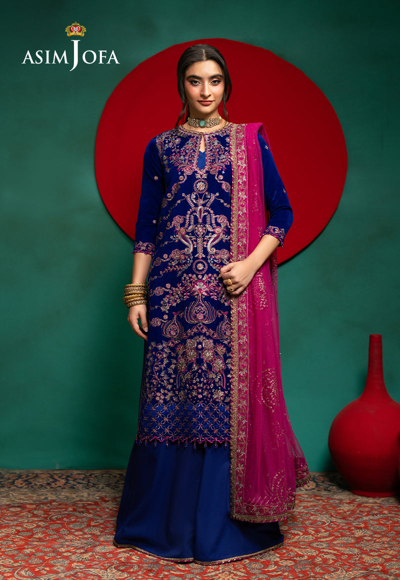 AJUMV-09 Embroidered Velvet Unstitched 3 Pcs