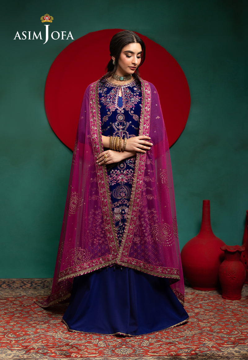 AJUMV-09 Embroidered Velvet Unstitched 3 Pcs