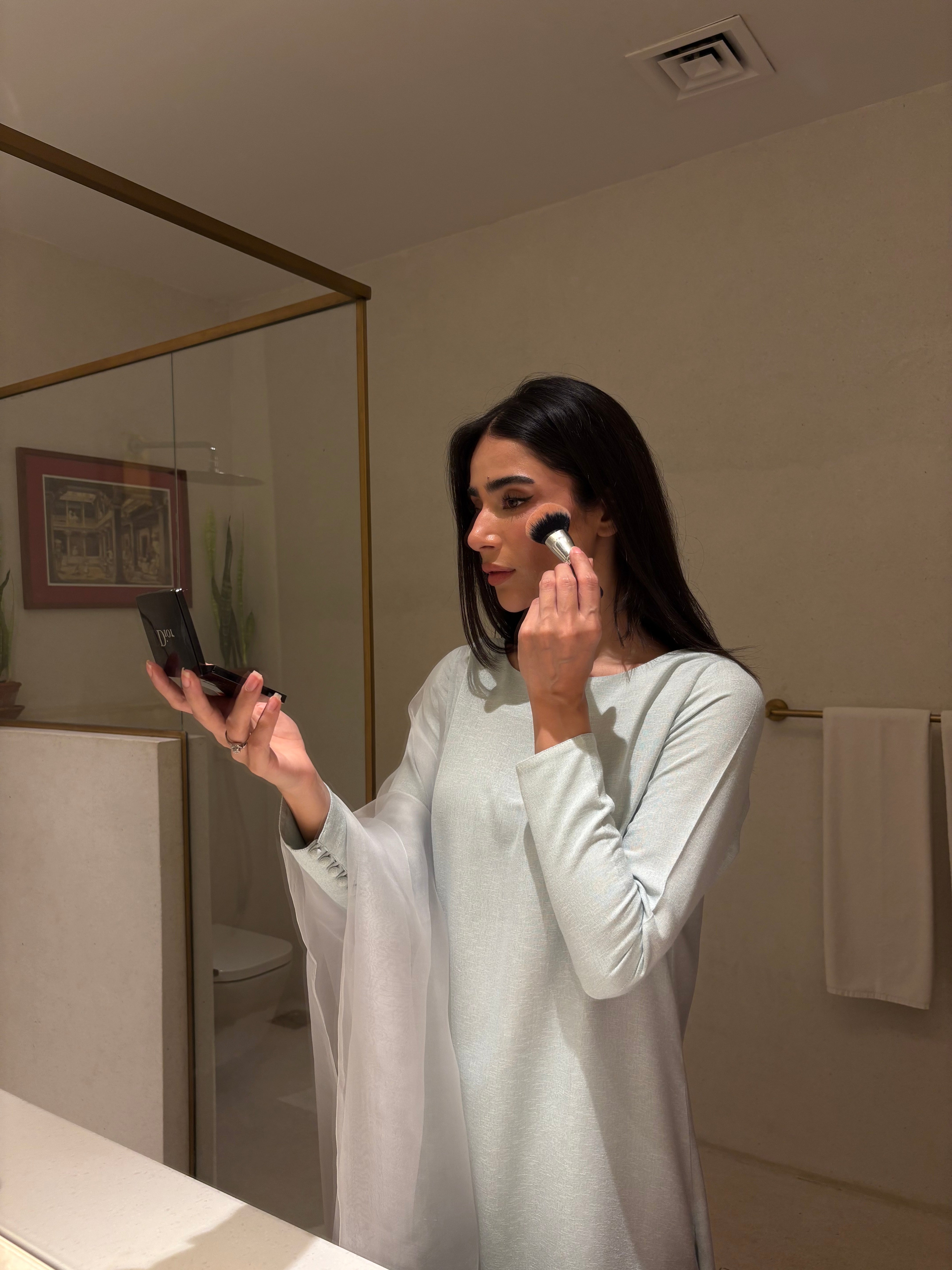 Muted Grey-Blue Buttoned Set