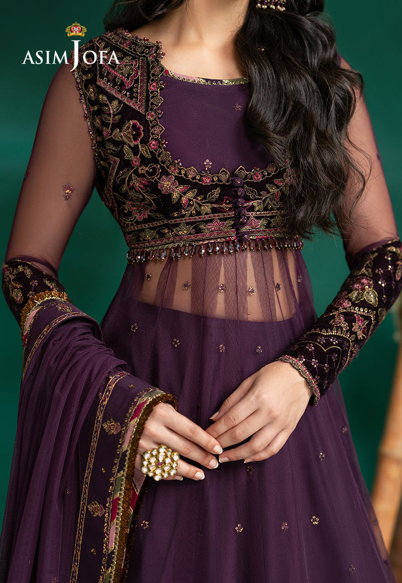 AJUMV-03 Embroidered Velvet & Net Unstitched 2 Pcs