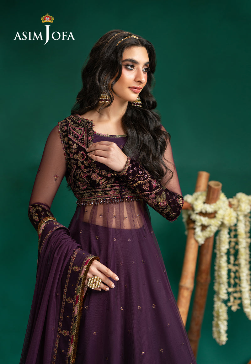 AJUMV-03 Embroidered Velvet & Net Unstitched 2 Pcs