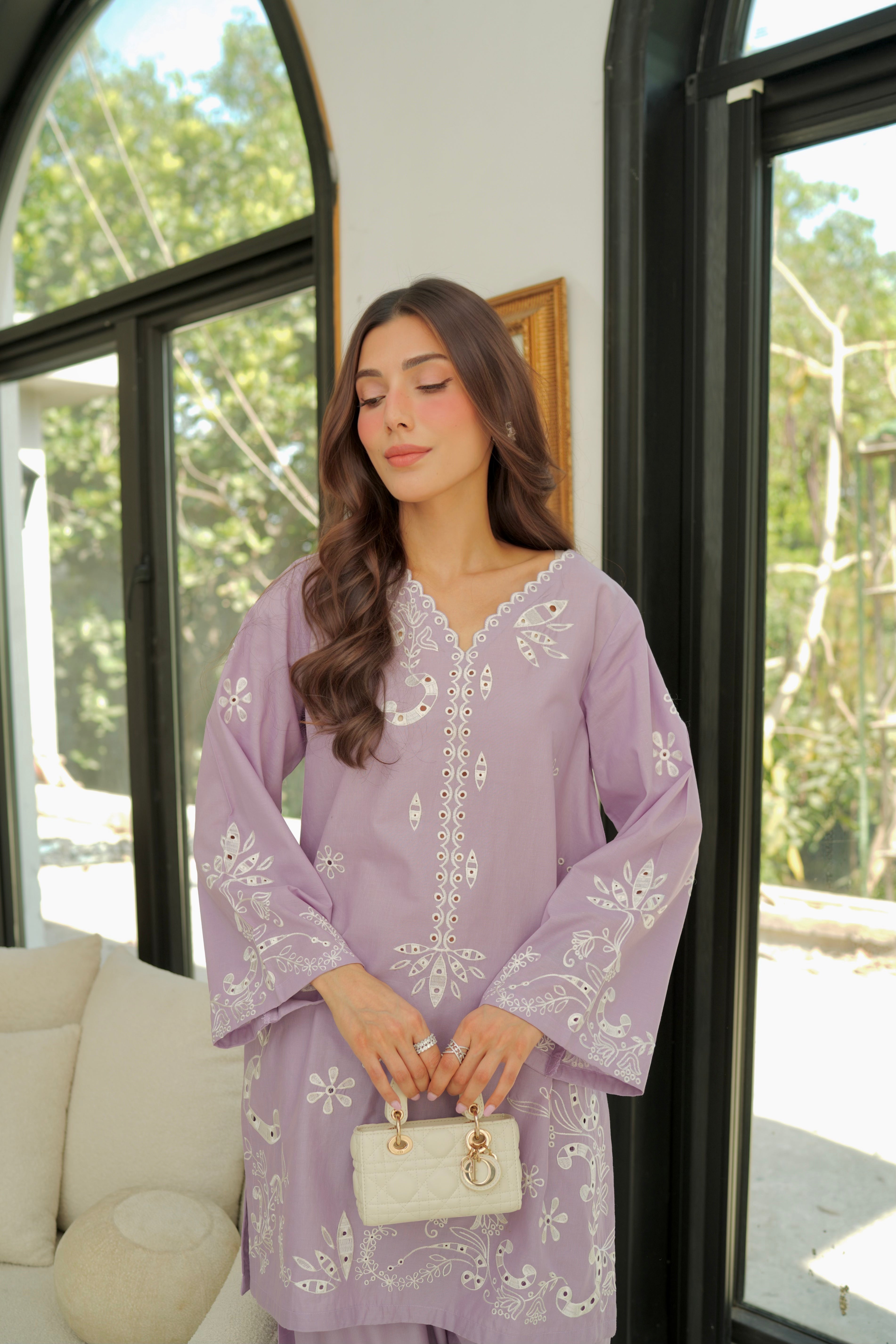 Reva - Lilac Embroidered CO-ORD Set