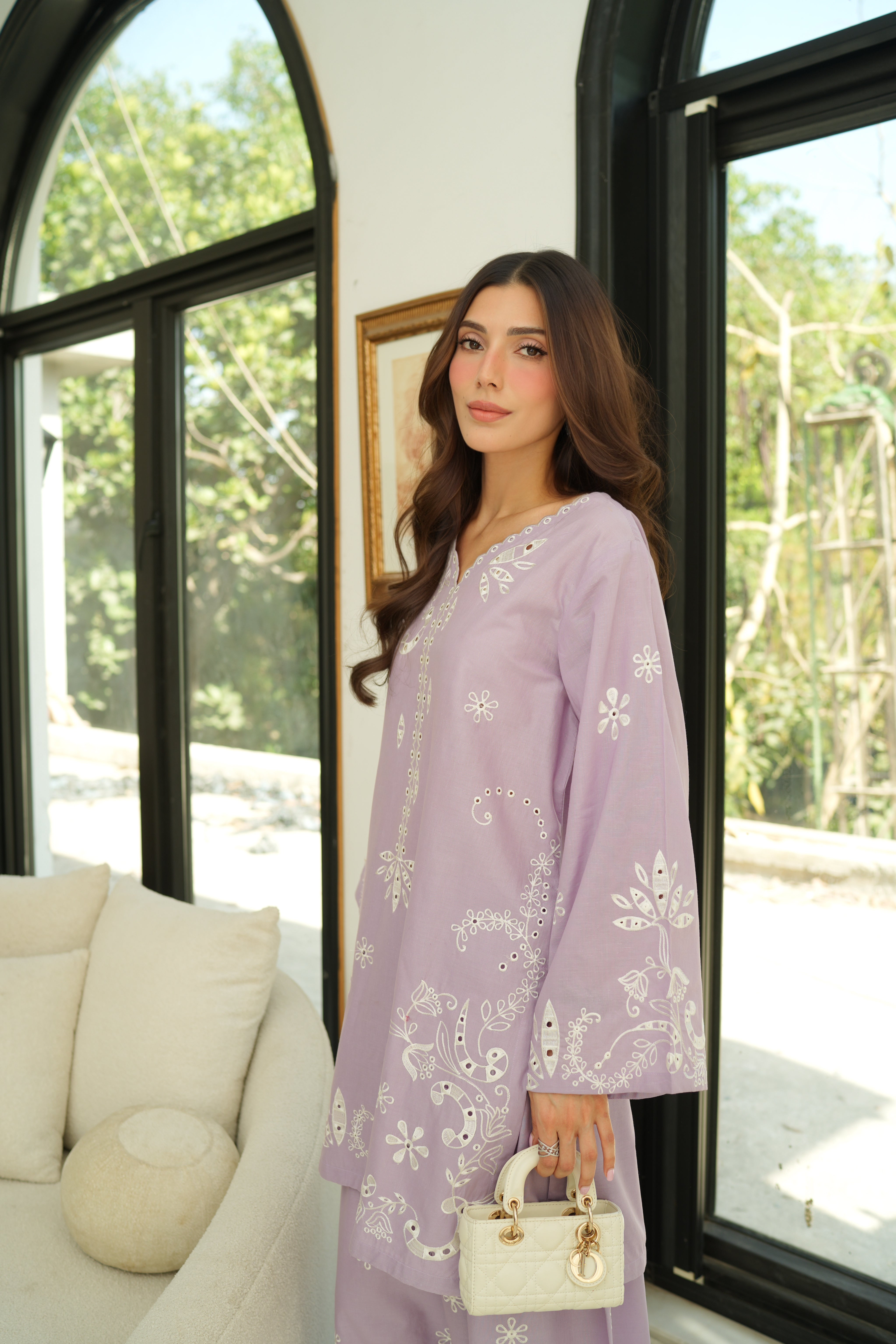 Reva - Lilac Embroidered CO-ORD Set