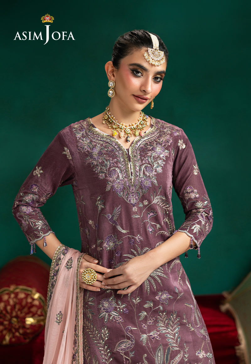 AJUMV-02 Embroidered Velvet Unstitched 3 Pcs