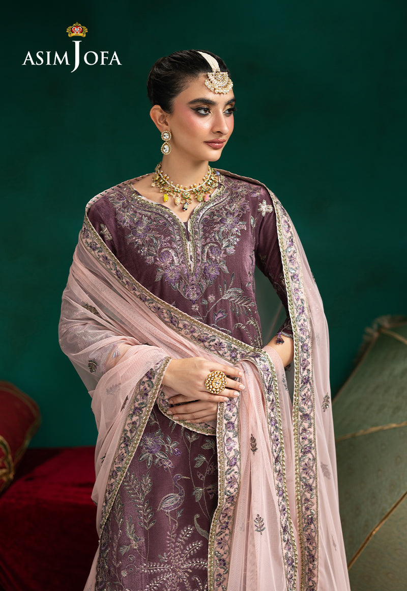 AJUMV-02 Embroidered Velvet Unstitched 3 Pcs