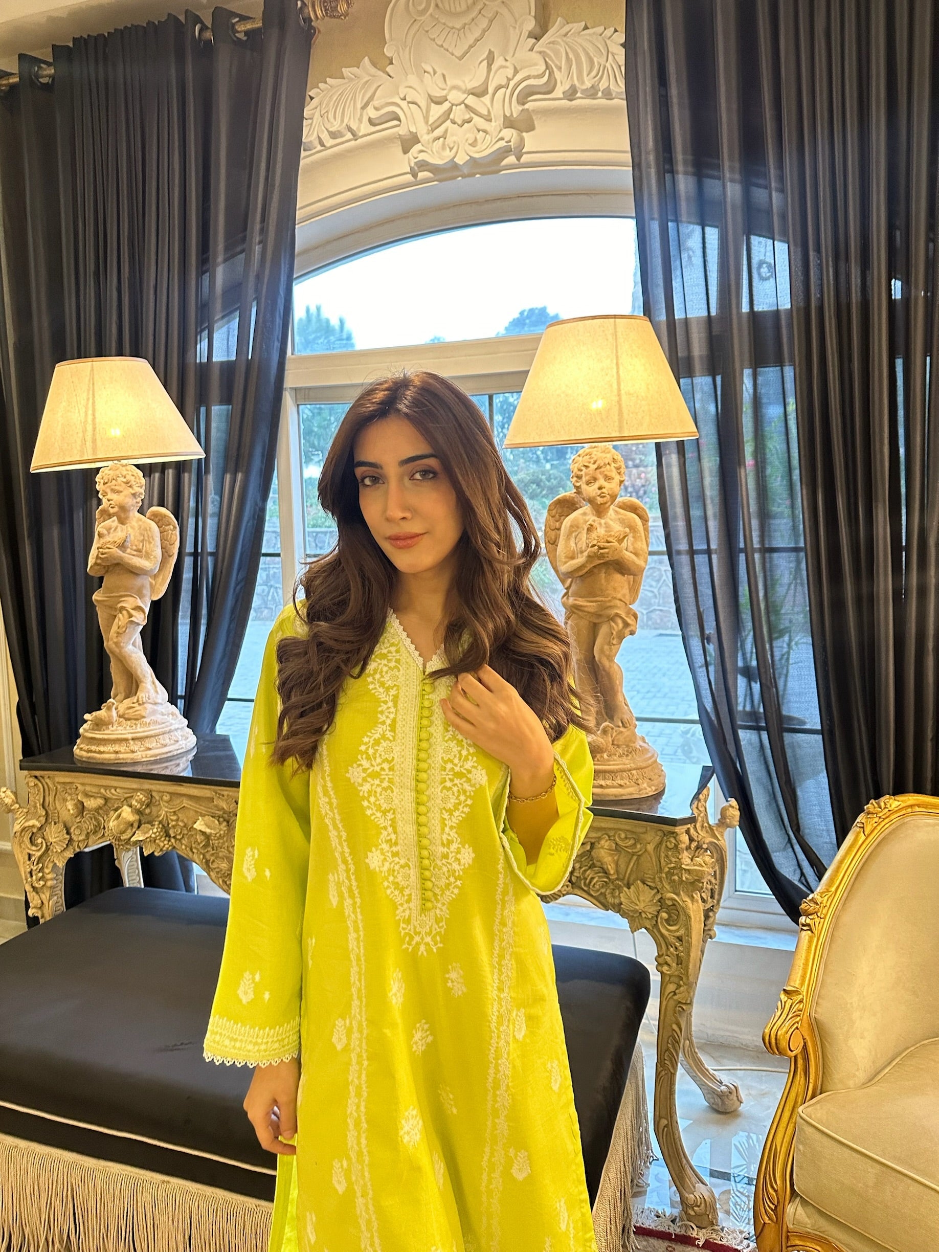 Tanacetum - Neon Embroidered Kurta