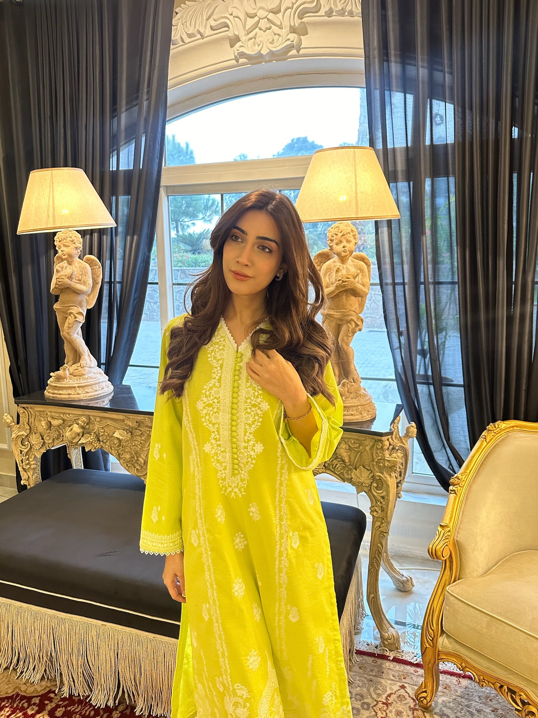 Tanacetum - Neon Embroidered Kurta