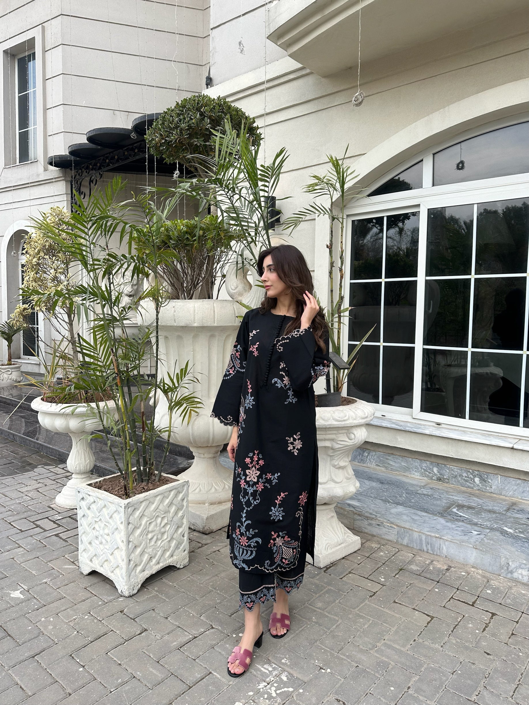 Gentian - Black Schiffli CO-ORD Set