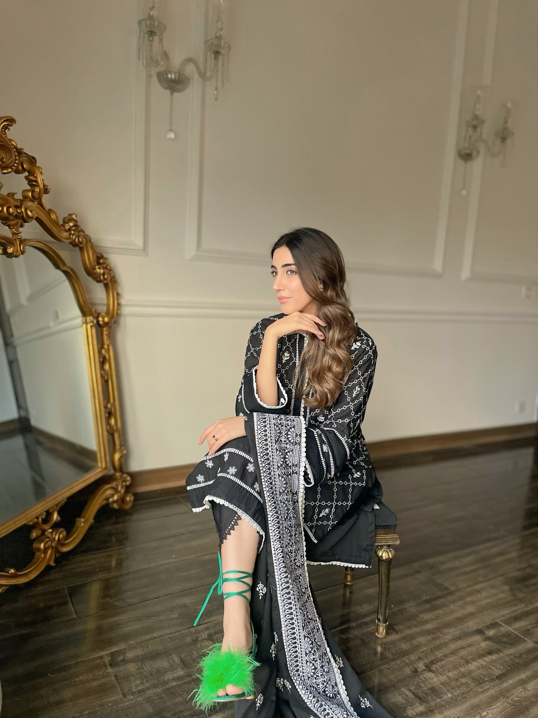 Black Embroidered Set