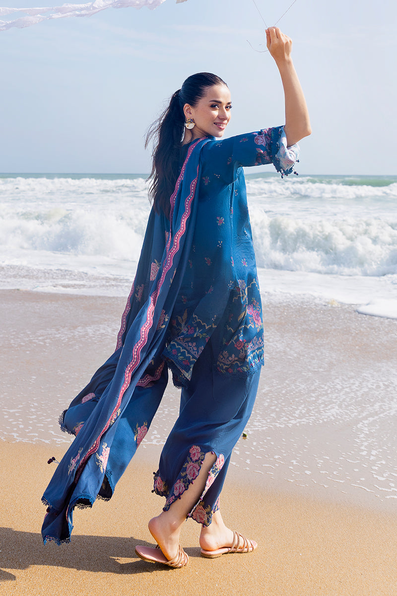 INK BLOOM-3PC SATIN PRINTED SUIT