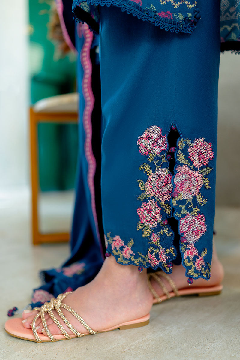 INK BLOOM-3PC SATIN PRINTED SUIT