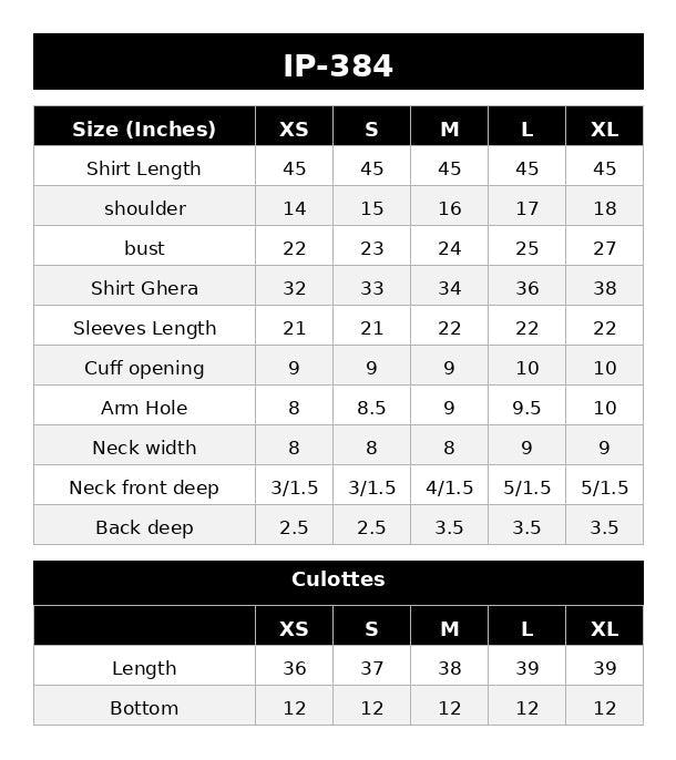 Size Chart (inches)