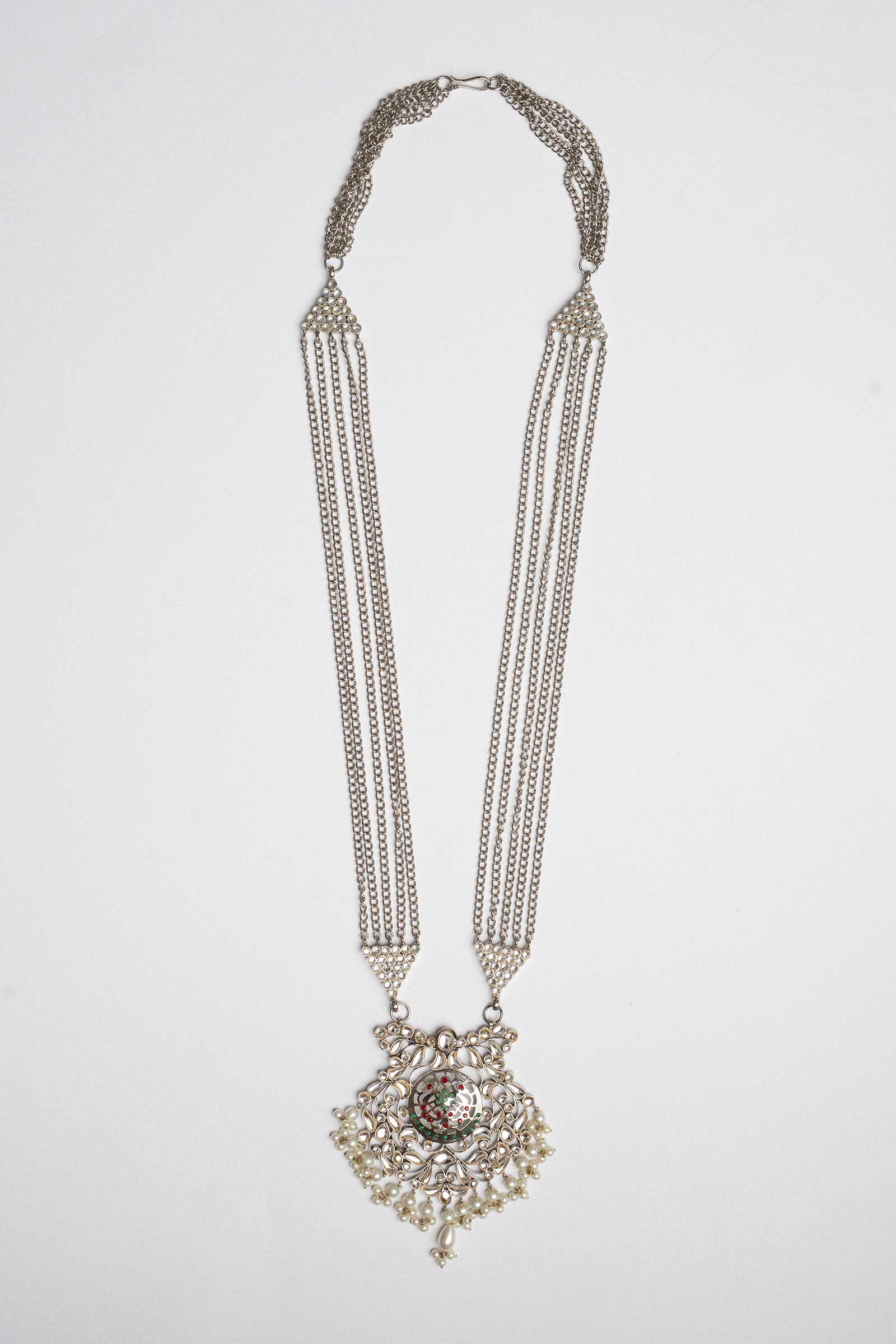 SILVER PLATED KUNDAN NECKLACE