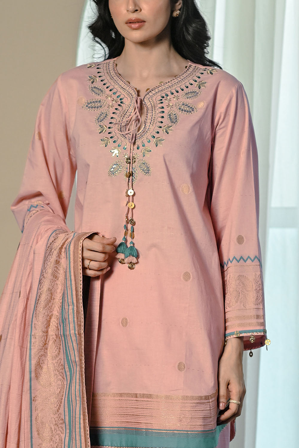 3 Piece Embroidered Jacquard Suit