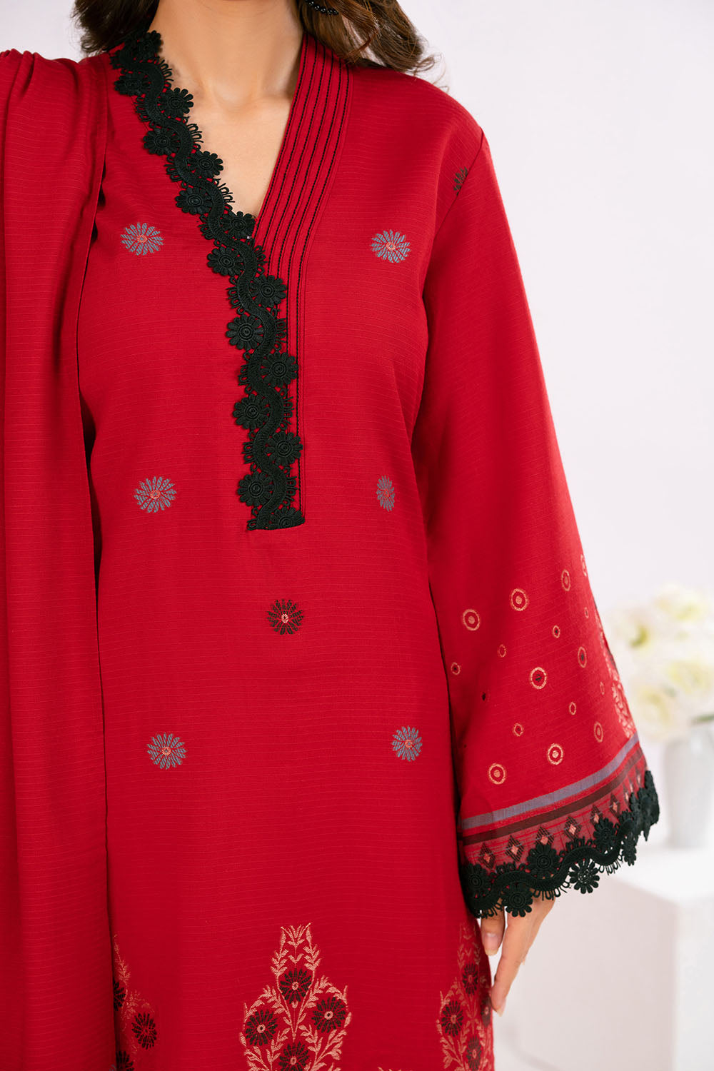 3 Piece Jacquard Suit with Dupatta