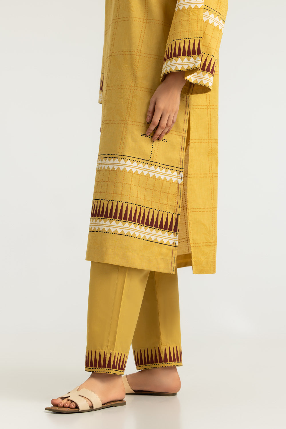 Jacquard Block Printed Shirt And Trouser