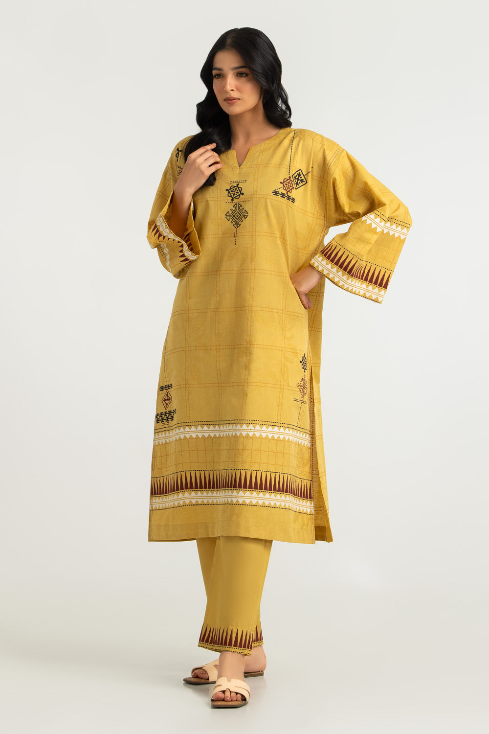 Jacquard Block Printed Shirt And Trouser