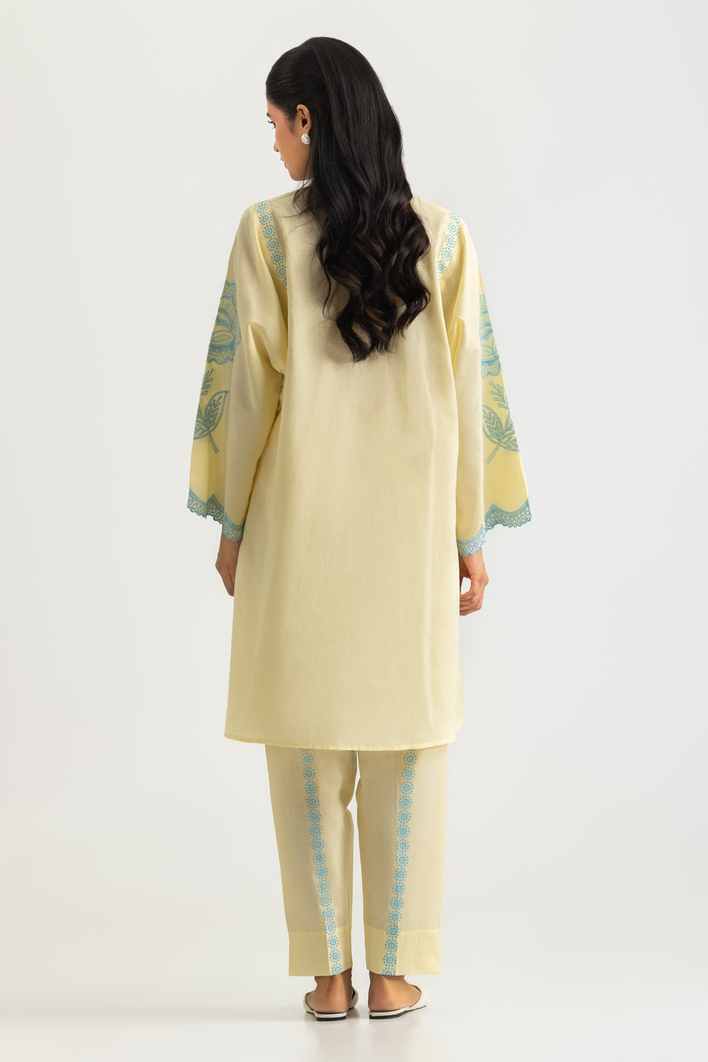 Jacquard Block Printed Shirt With Embroidered And Block Printed Trouser