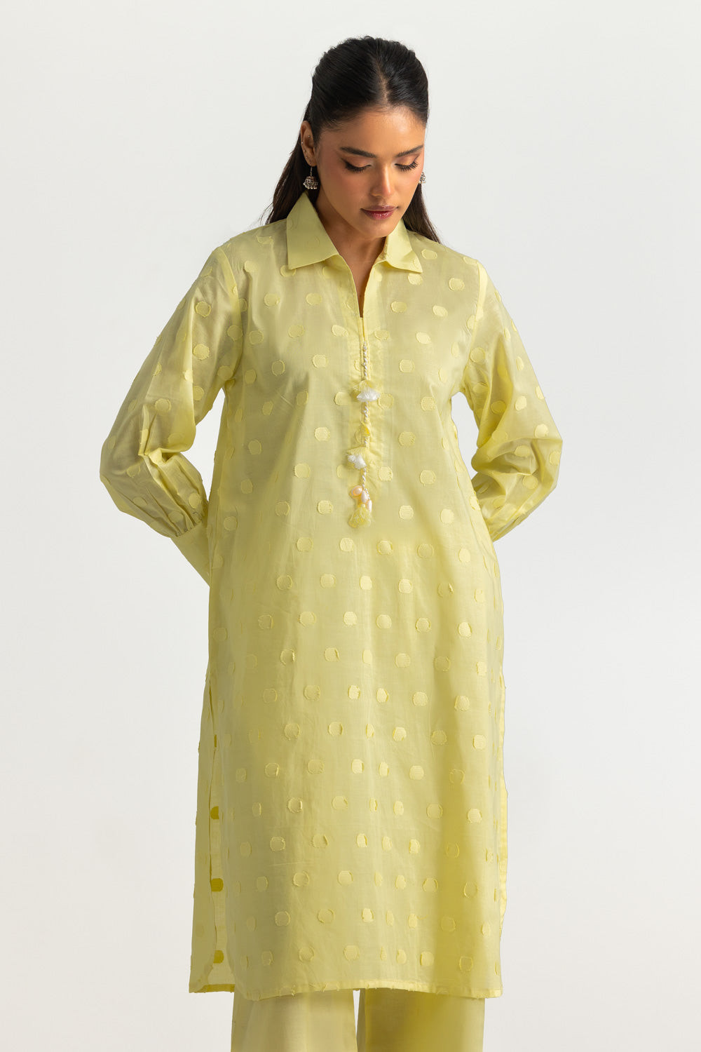 Jacquard Embellished Shirt And Dyed Trouser