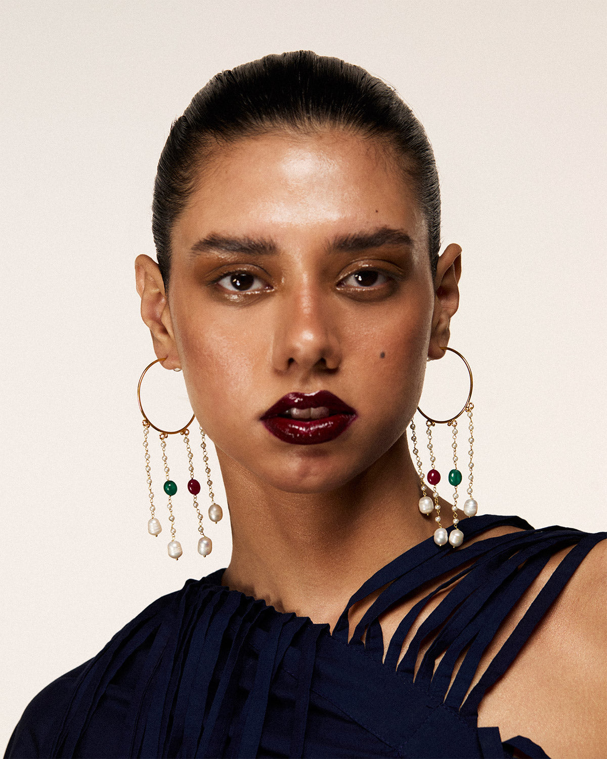 Gold Fringe Hoop Earrings