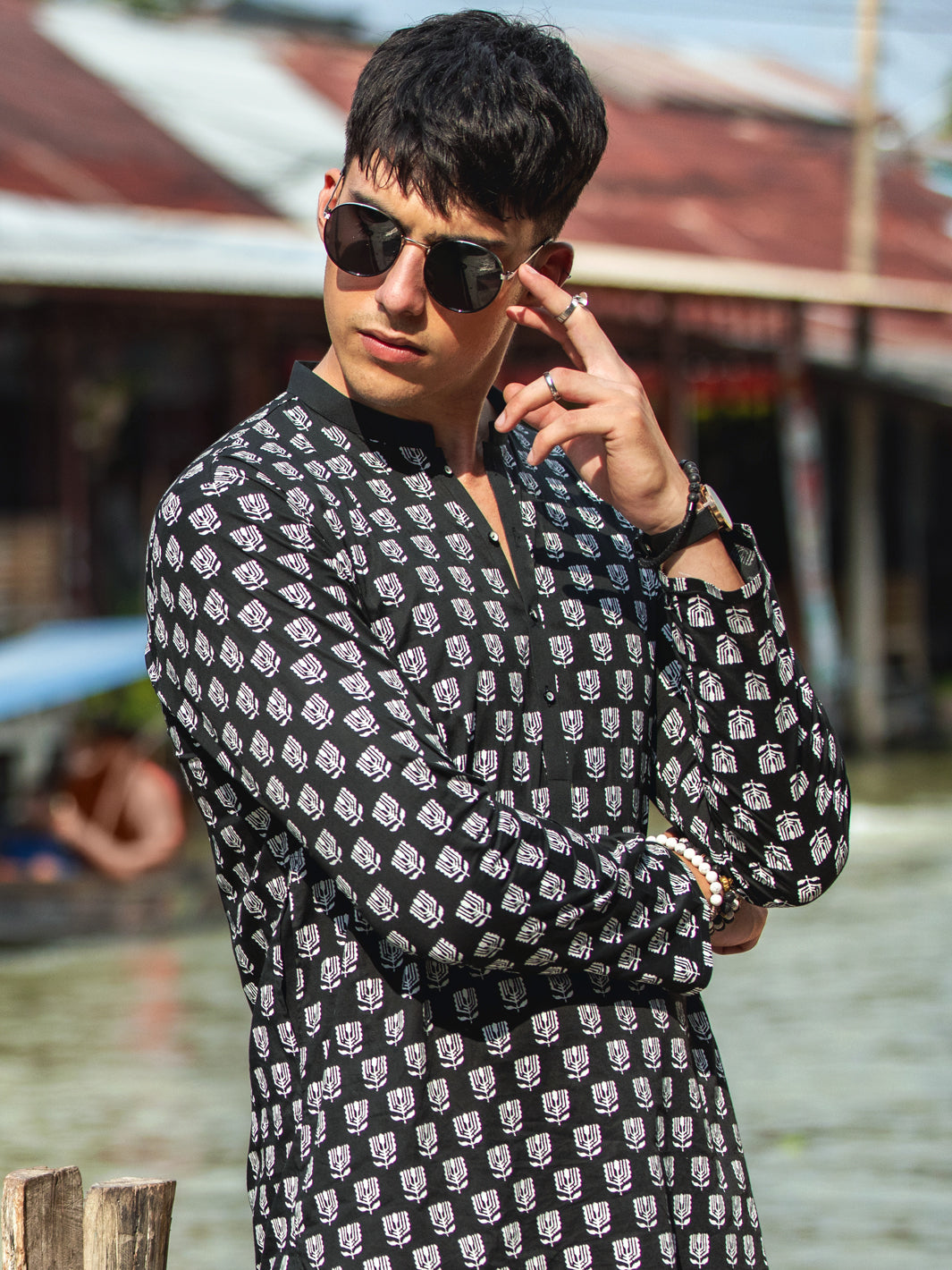 Black Cotton Kurta - AL-K-1133A